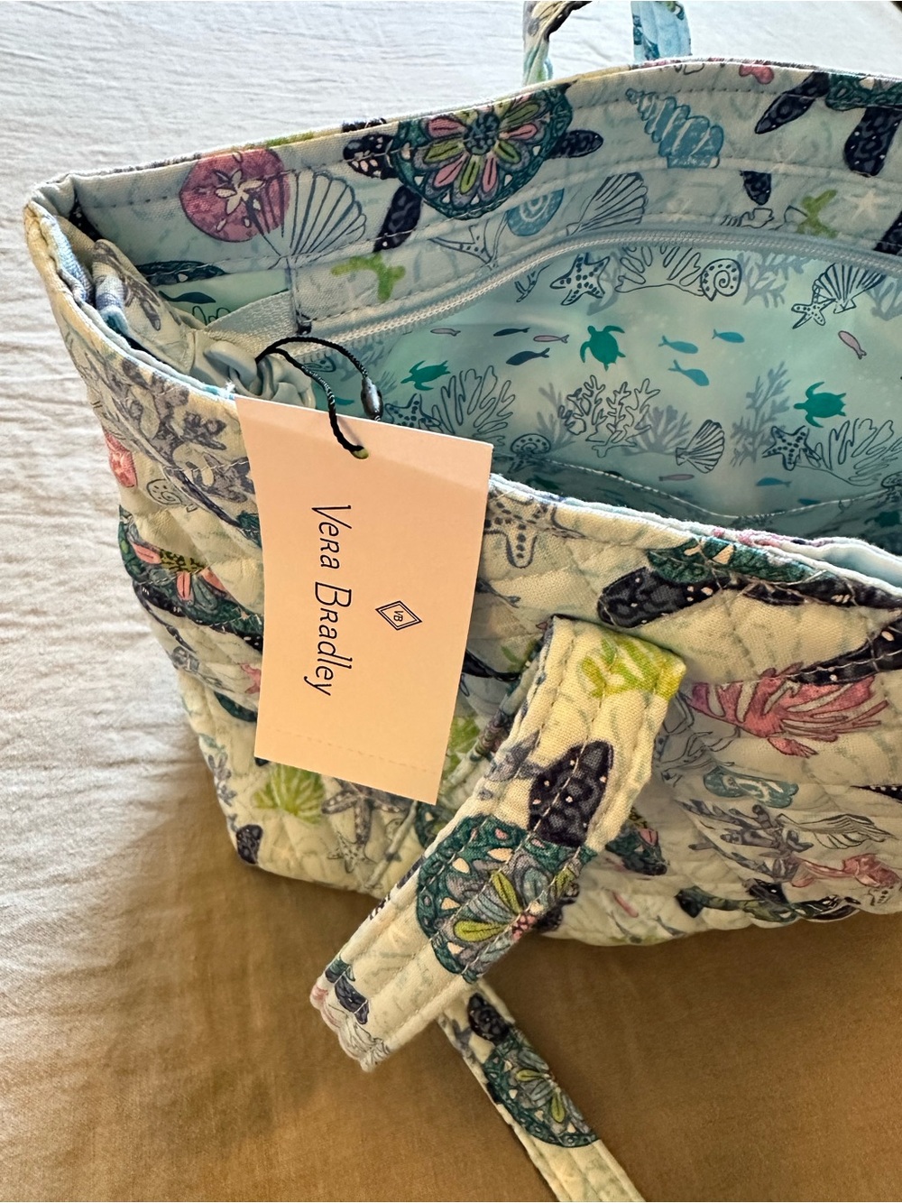 Vera Bradley Turtle Dream Small Vera Tote - Picture 5 of 5